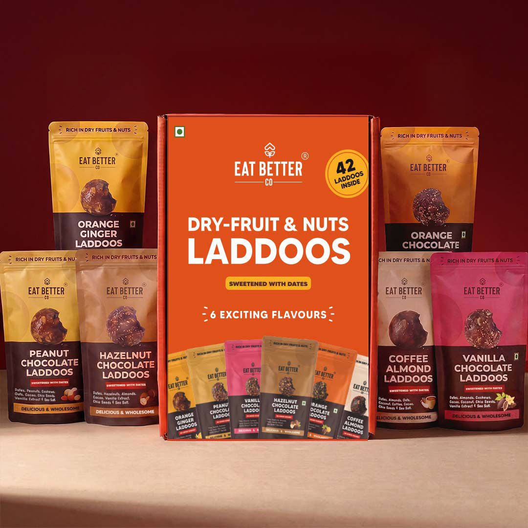 Assorted Laddoo Box - 42 Dry-Fruit Laddoos in 6 Delicious Flavors